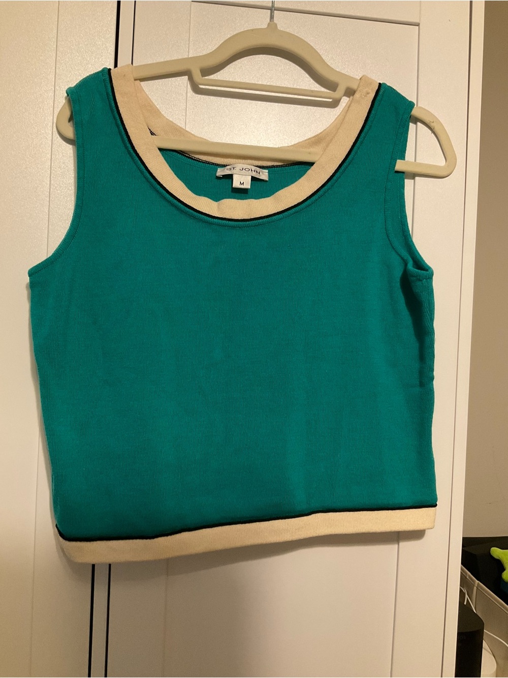 St. John Teal Tank with Cream Trim size M